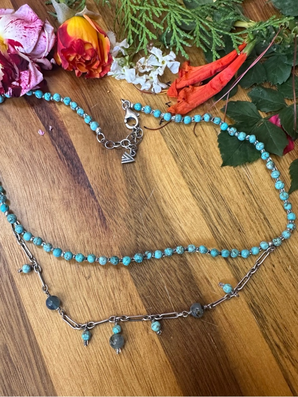 Silpada sterling silver 925Turquoise Beaded Layered Necklace 18” long
